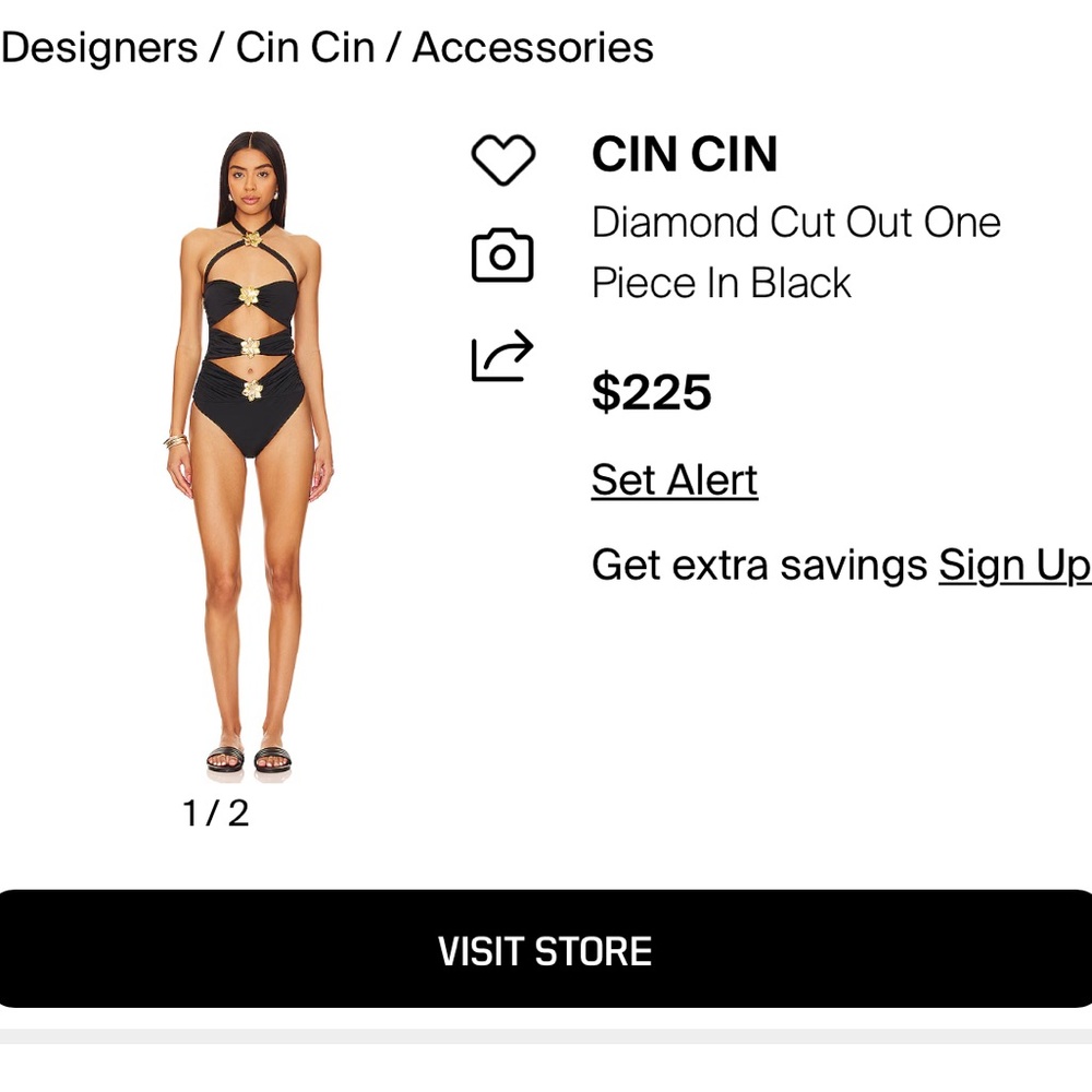 NEW Cin Cin Diamond Cutout One Piece - Black Size S - Picture 4 of 9